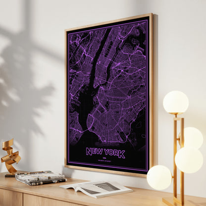 New York Phosphor Map Poster - EGA Violet