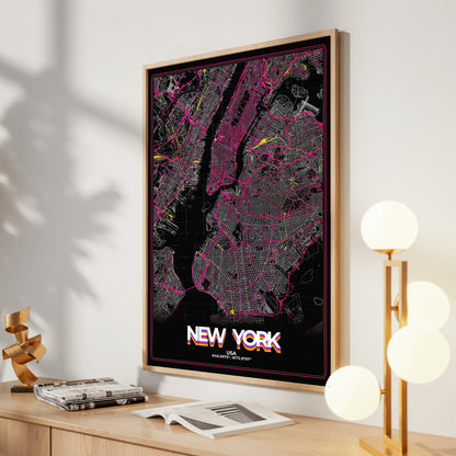 New York Retro Map Poster
