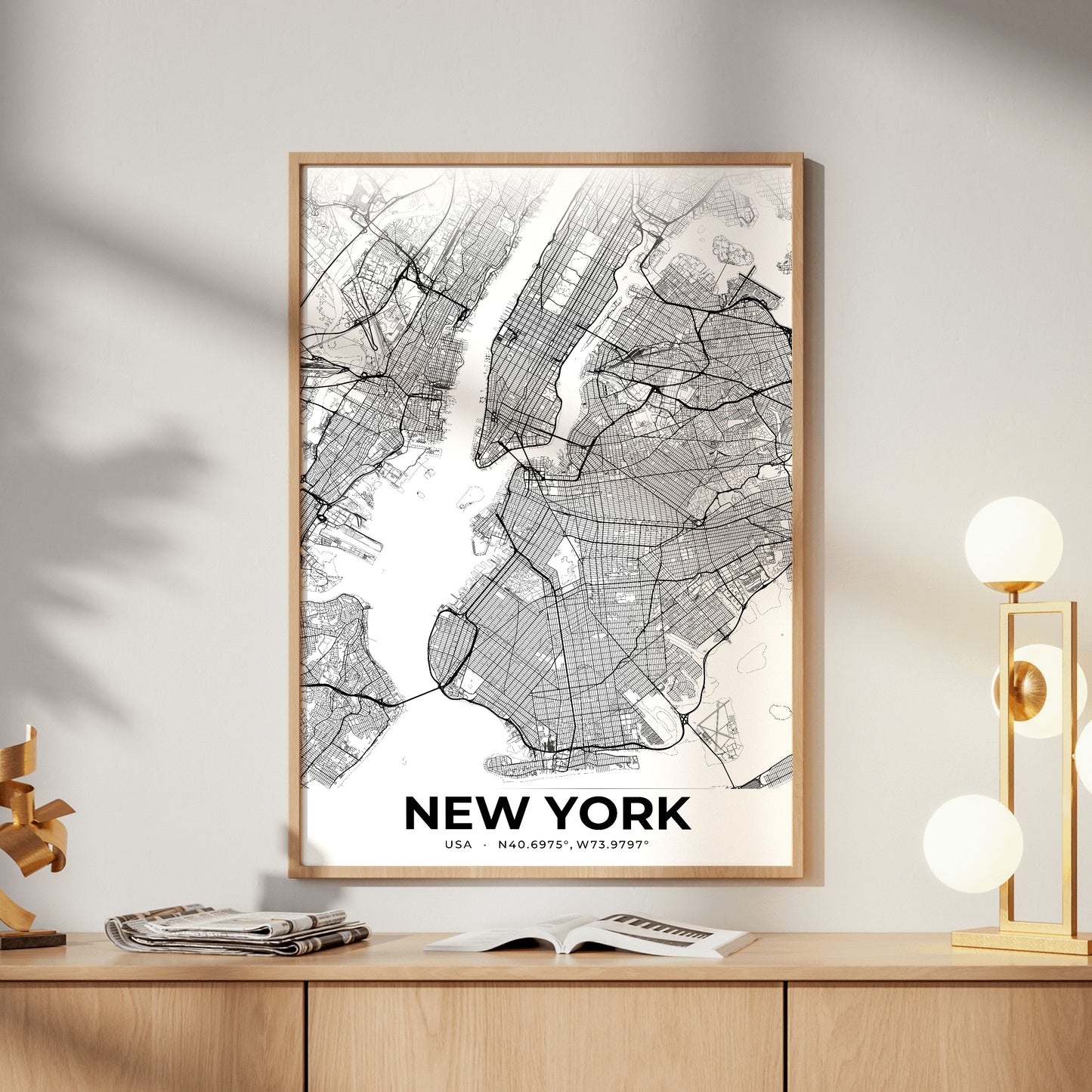 New York Elegant Map Poster