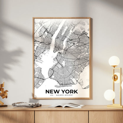 New York Elegant Map Poster