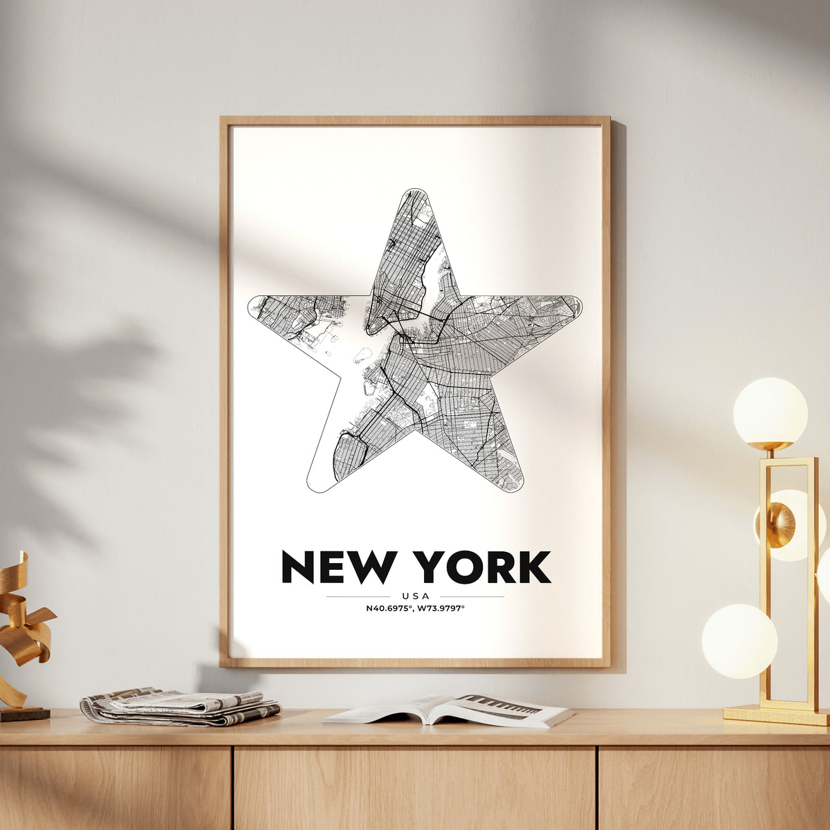 New York Star Map Poster