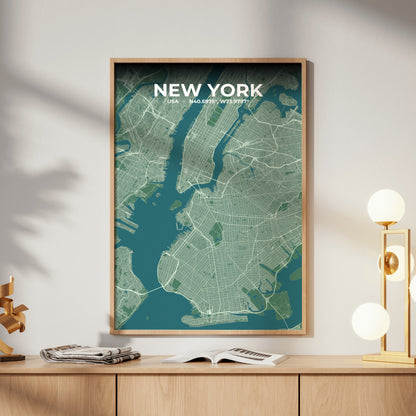 New York Mist Map Poster