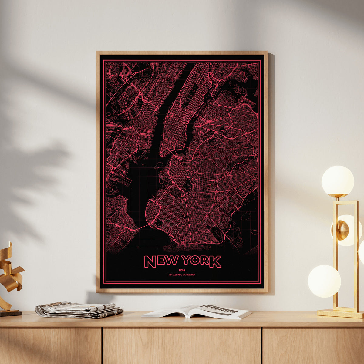 New York Phosphor Map Poster - System Alert