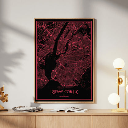 New York Phosphor Map Poster - System Alert