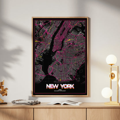 New York Retro Map Poster