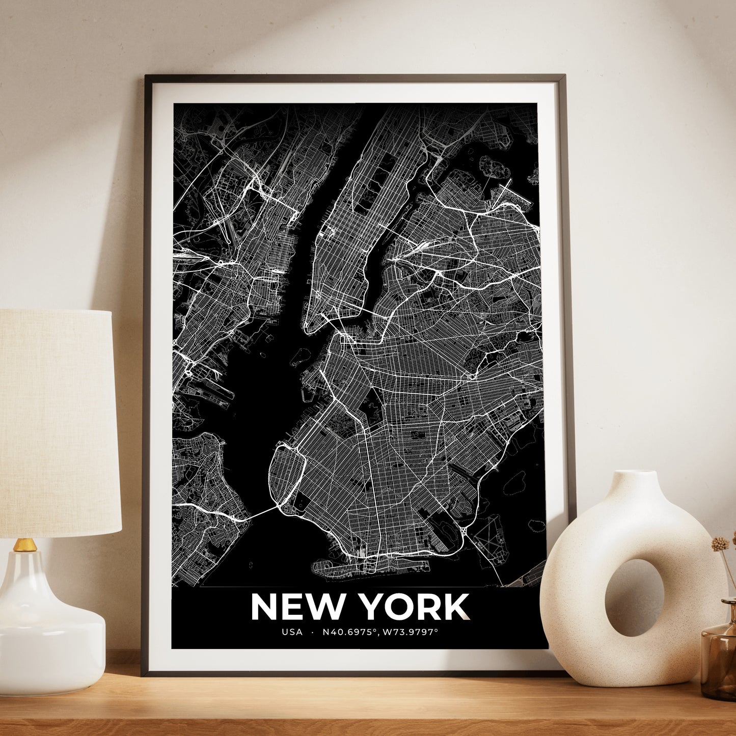New York Elegant Map Poster