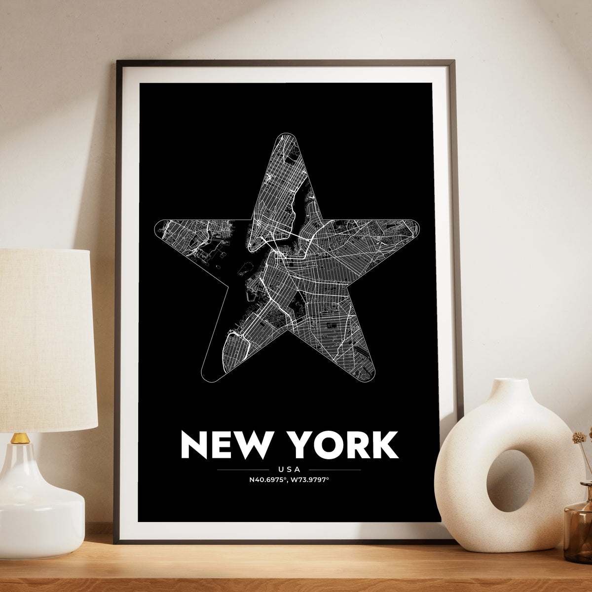 New York Star Map Poster