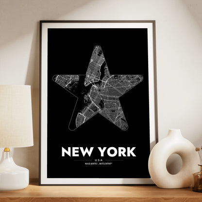 New York Star Map Poster