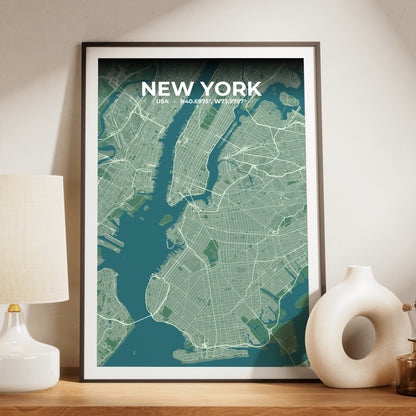 New York Mist Map Poster