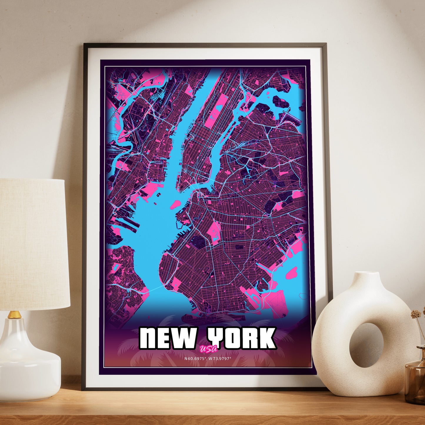 New York GTA Map Poster