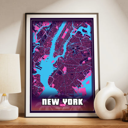 New York GTA Map Poster