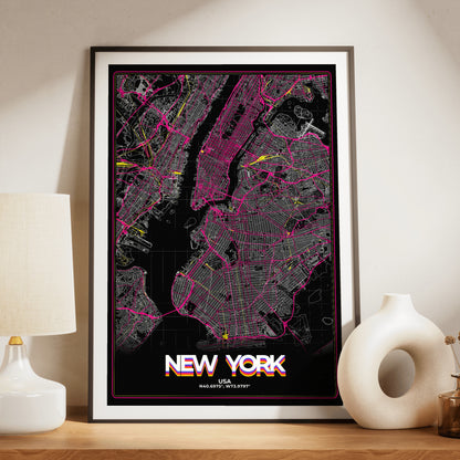 New York Retro Map Poster