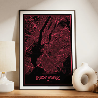 New York Phosphor Map Poster - System Alert