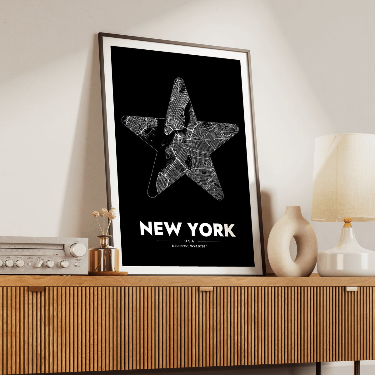 New York Star Map Poster