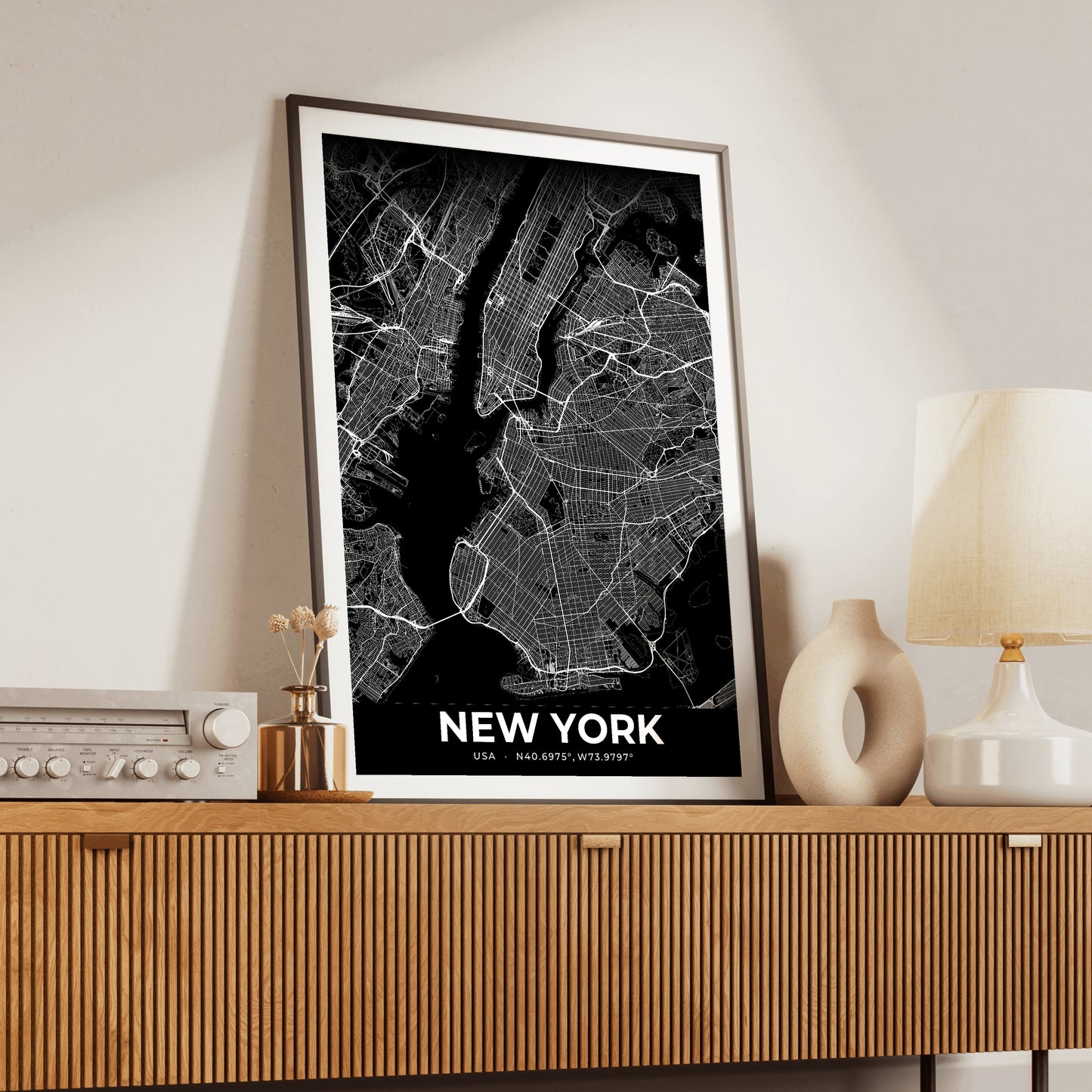 New York Elegant Map Poster