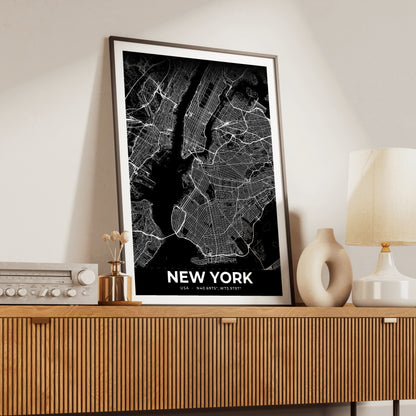New York Elegant Map Poster
