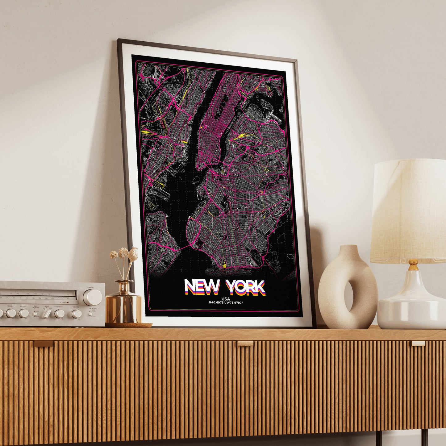 New York Retro Map Poster
