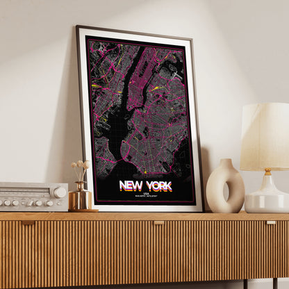 New York Retro Map Poster