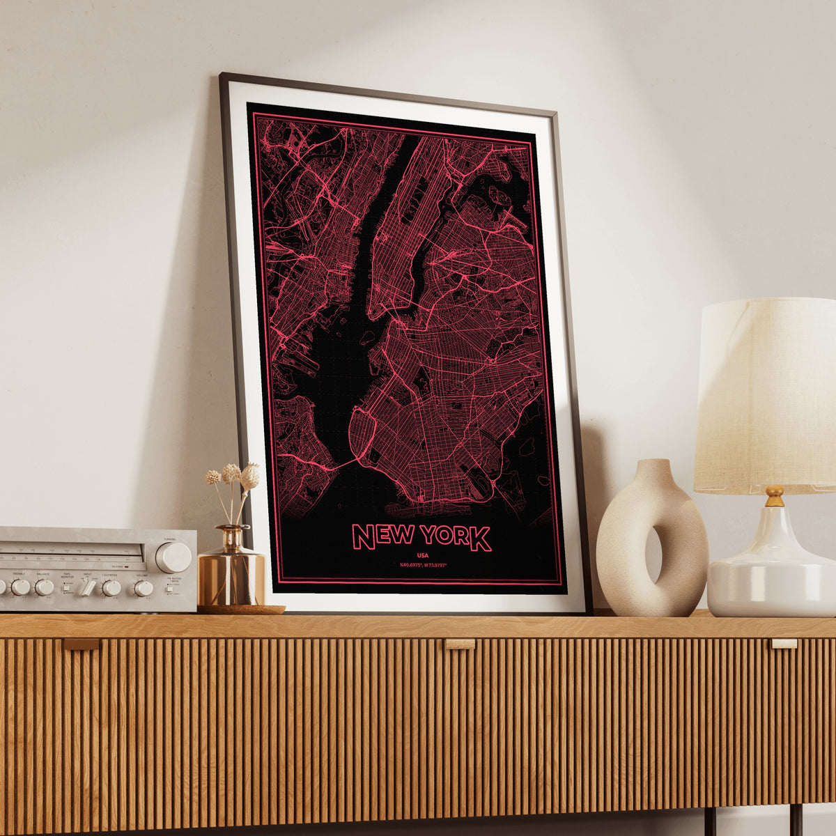 New York Phosphor Map Poster - System Alert