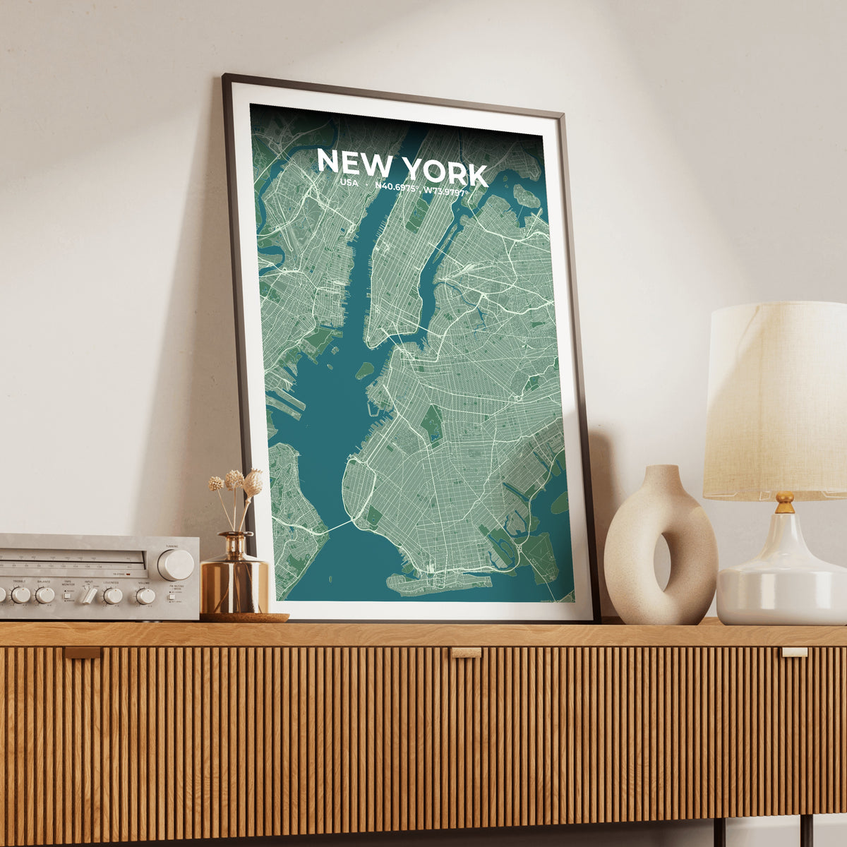 New York Mist Map Poster