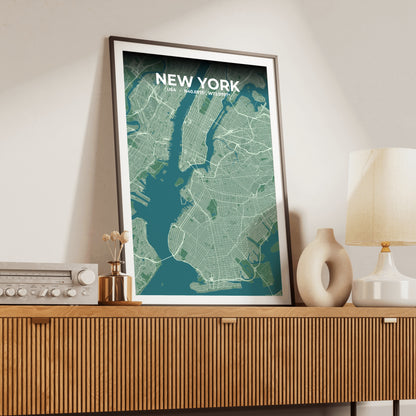 New York Mist Map Poster
