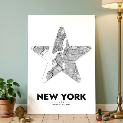 New York Star Map Poster
