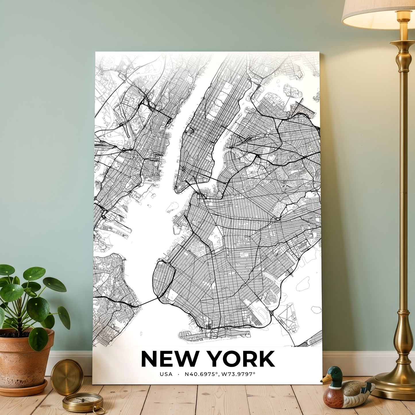 New York Elegant Map Poster