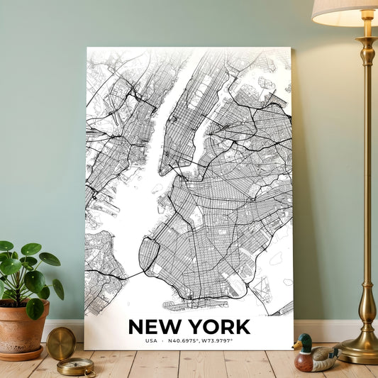 New York Elegant Map Poster
