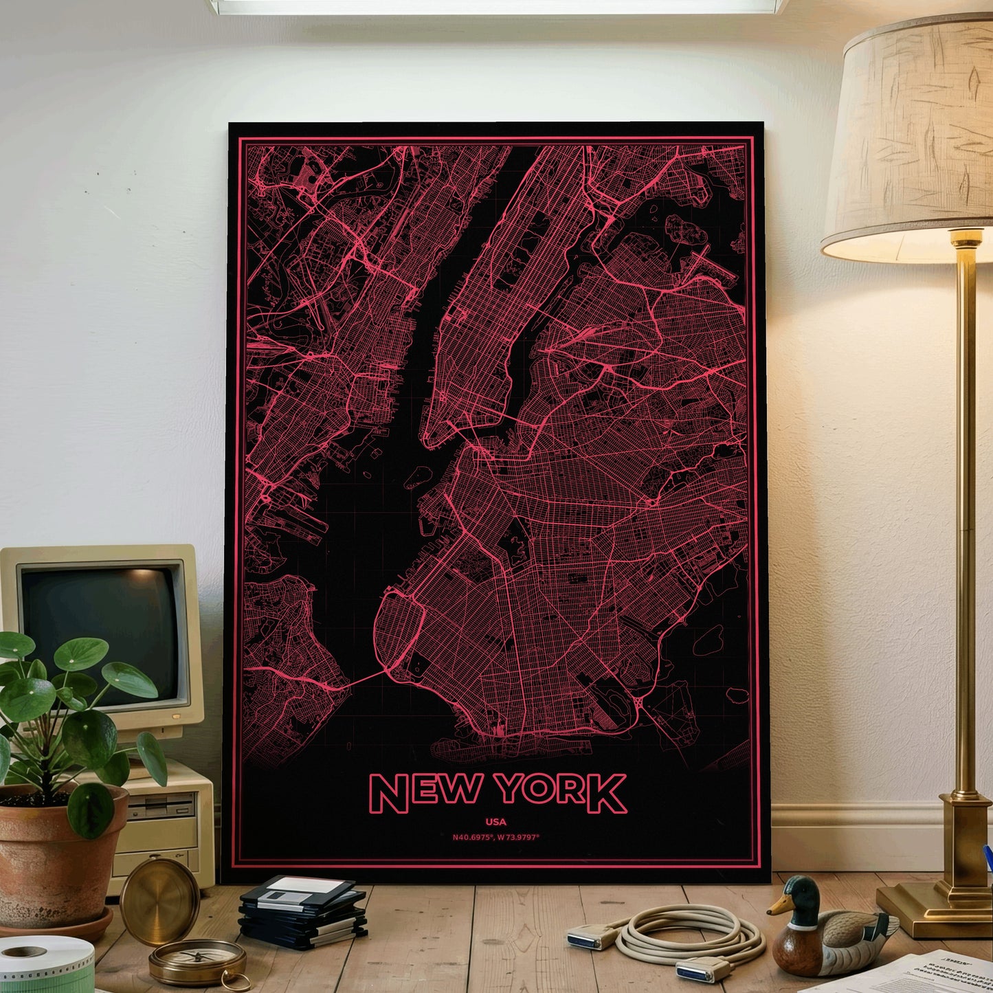 New York Phosphor Map Poster - System Alert