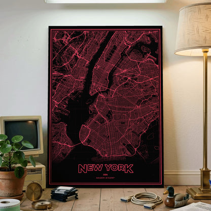 New York Phosphor Map Poster - System Alert