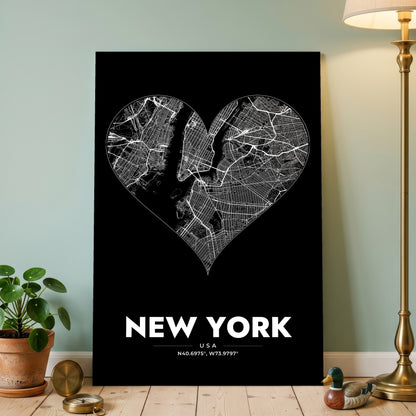 New York Heart Map Poster