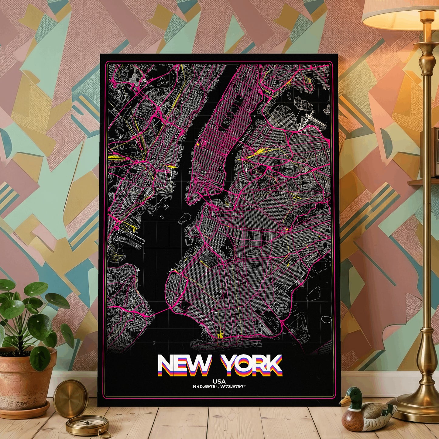 New York Retro Map Poster