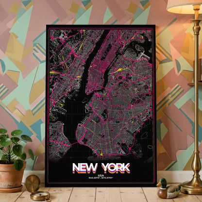 New York Retro Map Poster