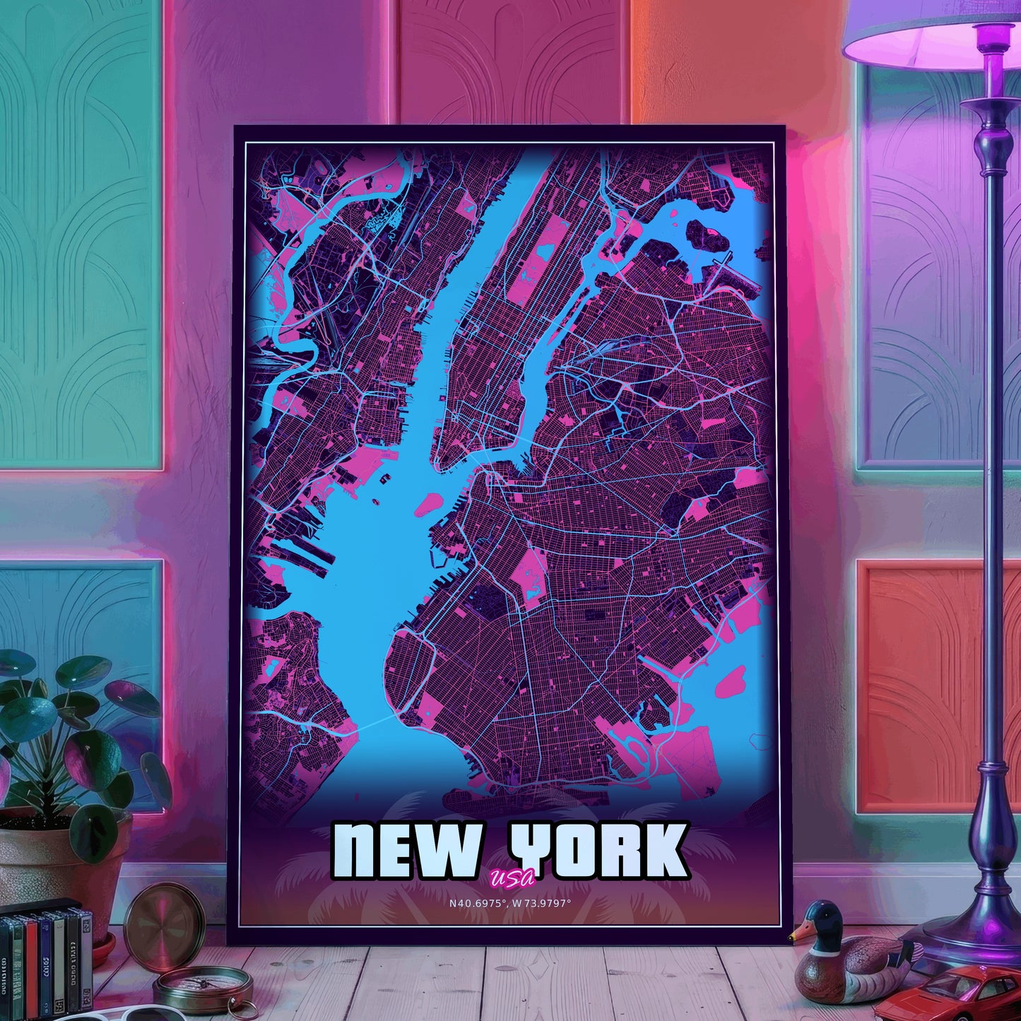 New York GTA Map Poster