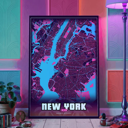 New York GTA Map Poster