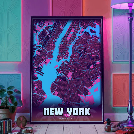 New York GTA Map Poster