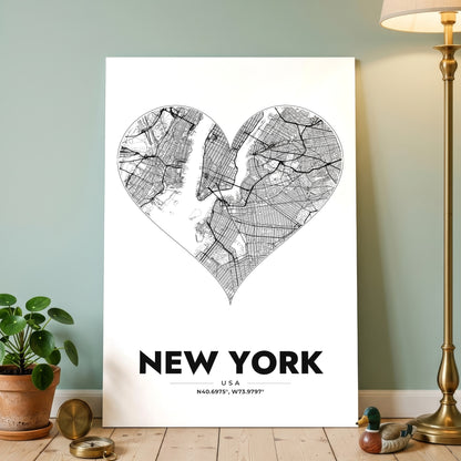 New York Heart Map Poster