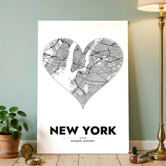 New York Heart Map Poster