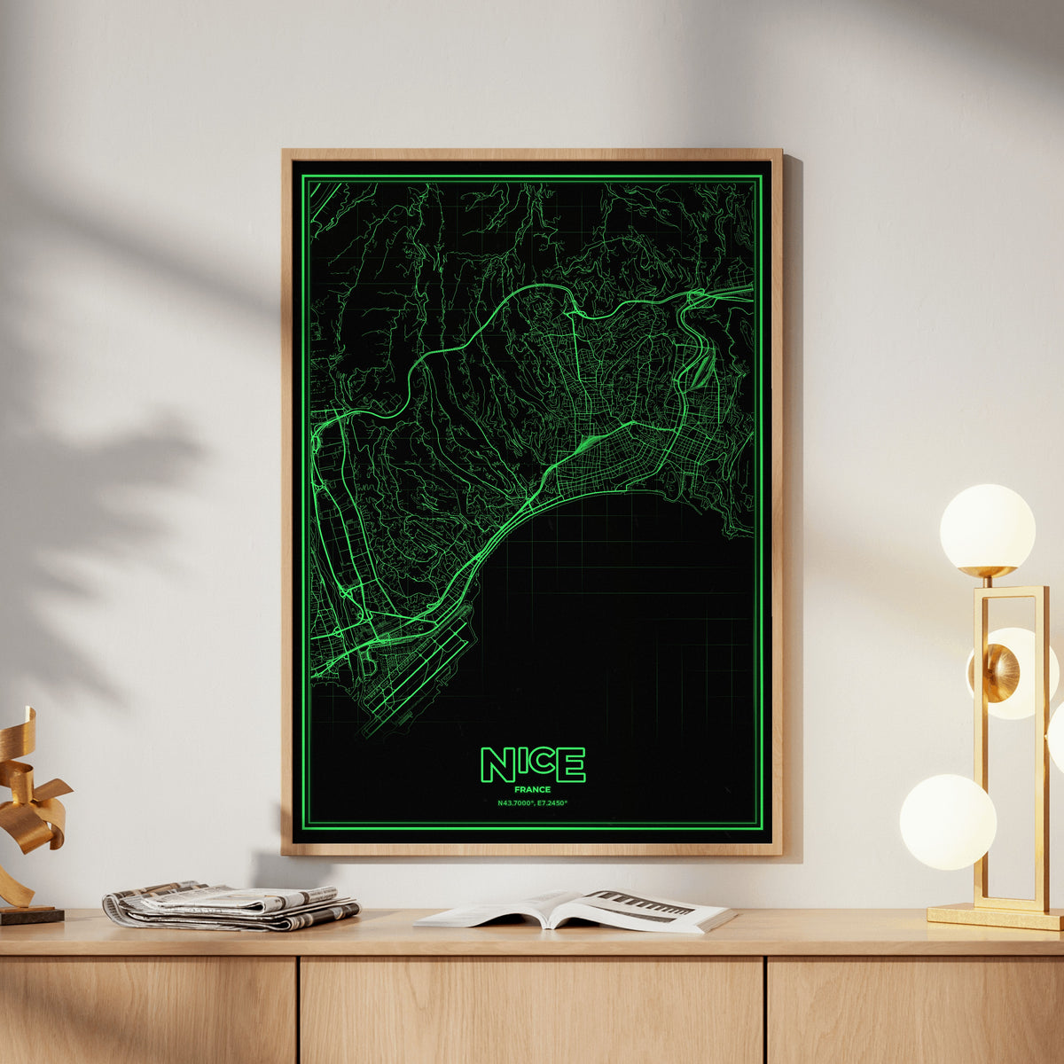 Nice Phosphor Map Poster - Phosphor Green