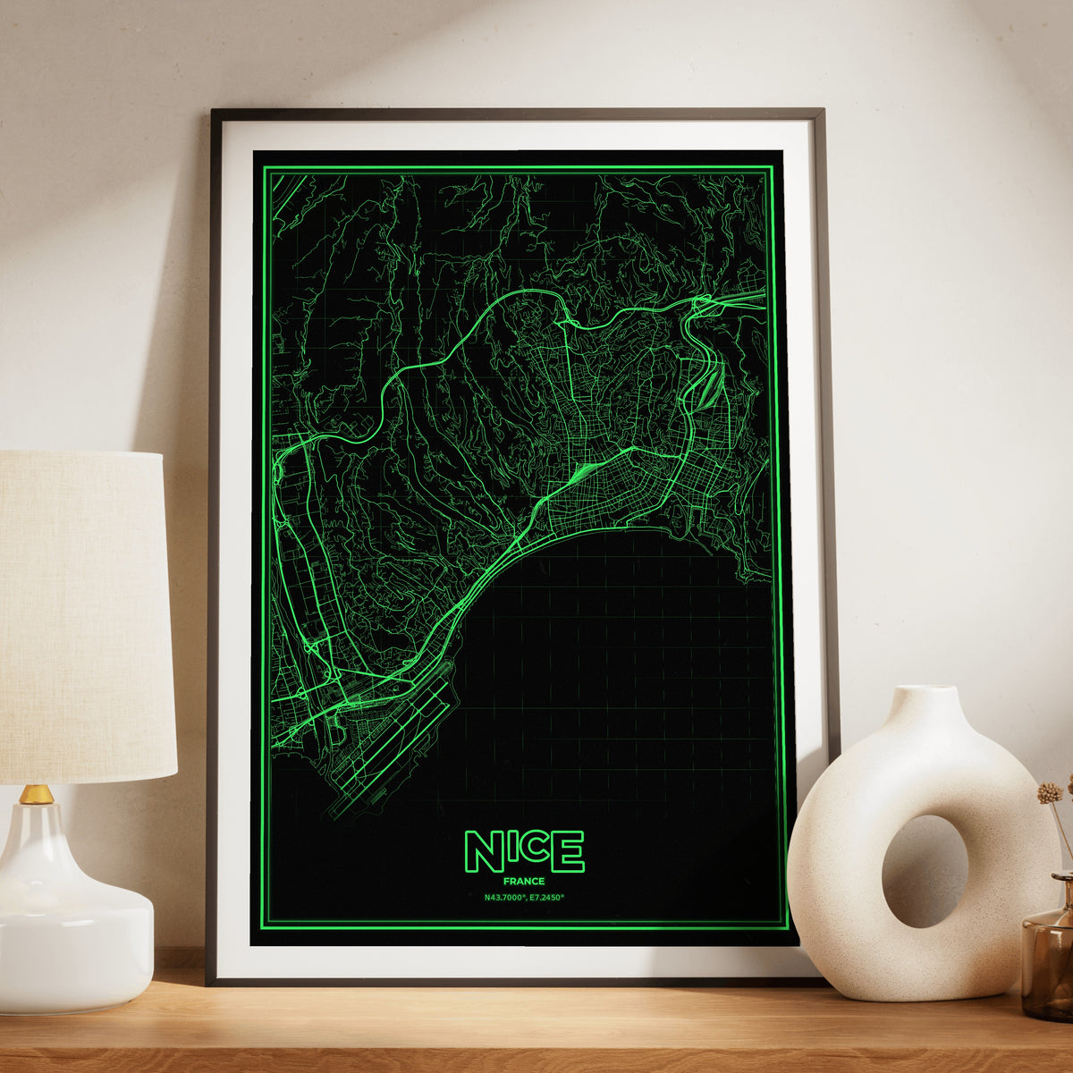 Nice Phosphor Map Poster - Phosphor Green
