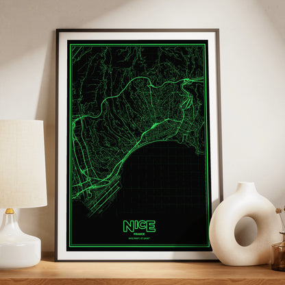 Nice Phosphor Map Poster - Phosphor Green