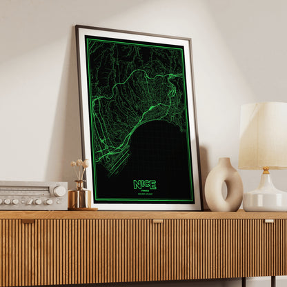 Nice Phosphor Map Poster - Phosphor Green