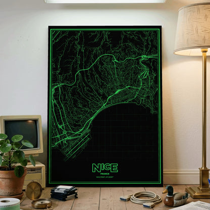 Nice Phosphor Map Poster - Phosphor Green