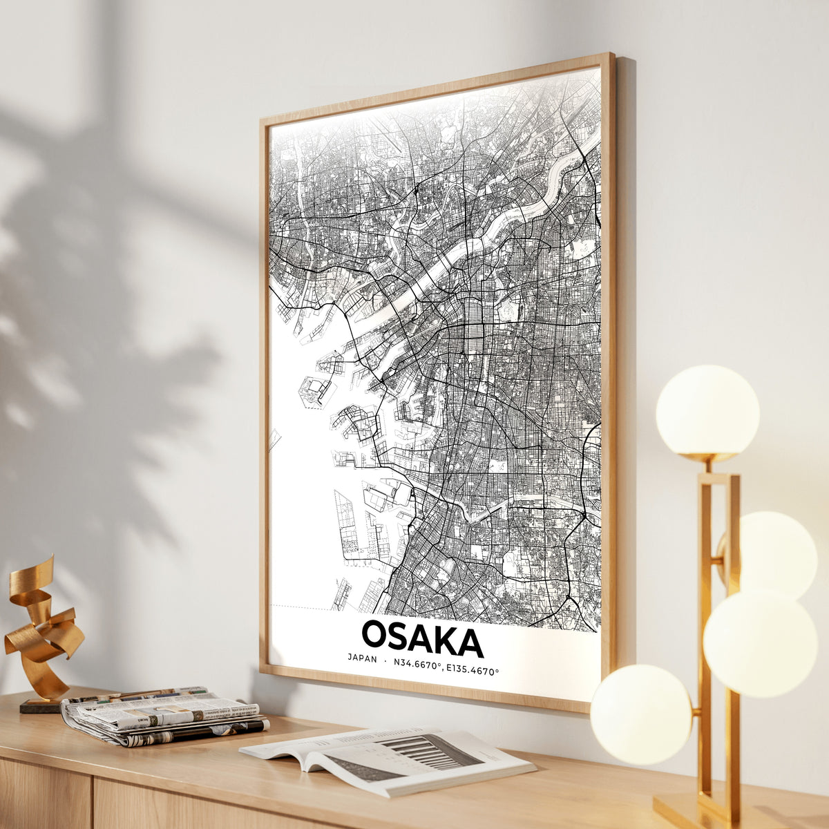 Osaka Elegant Map Poster