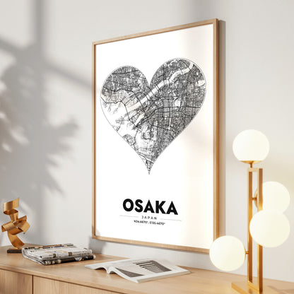 Osaka Heart Map Poster