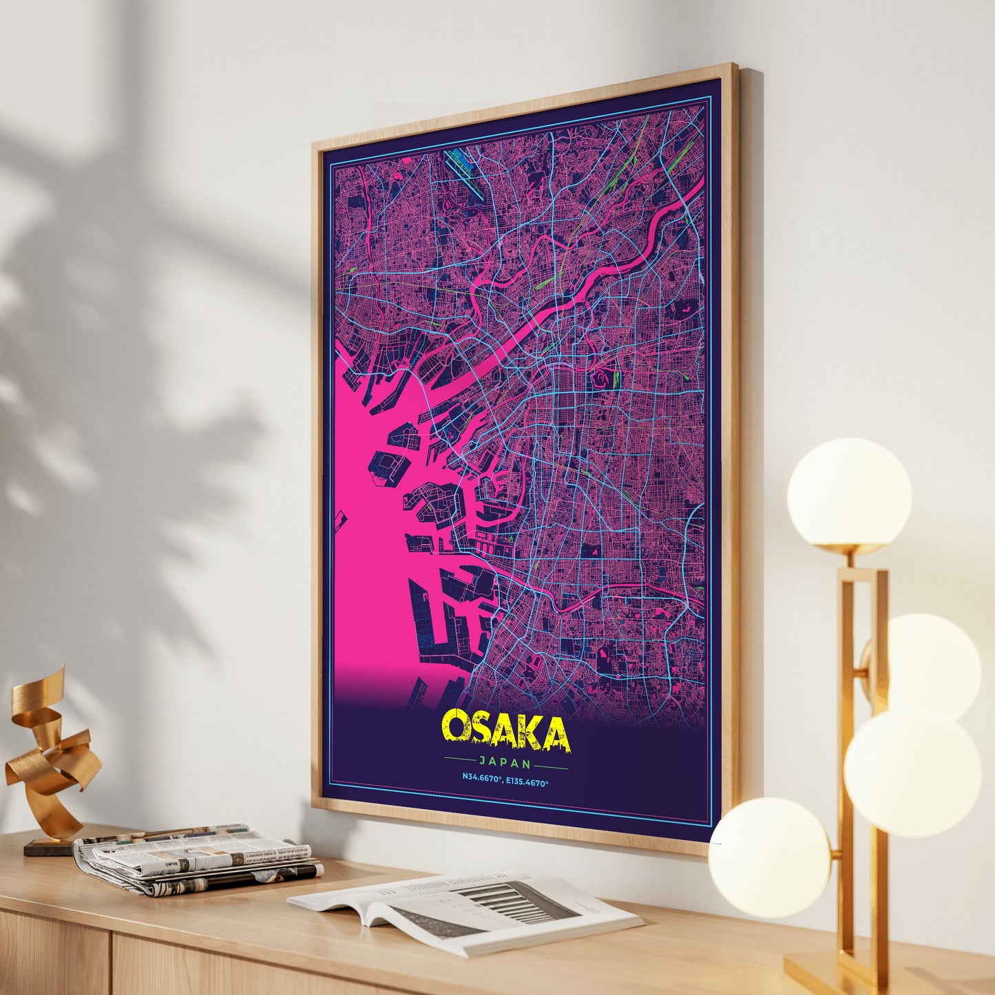 Osaka Cyberpunk Map Poster