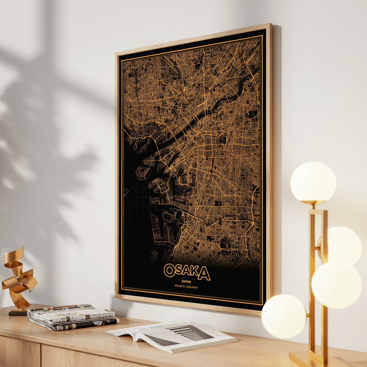 Osaka Phosphor Map Poster - Amber CRT