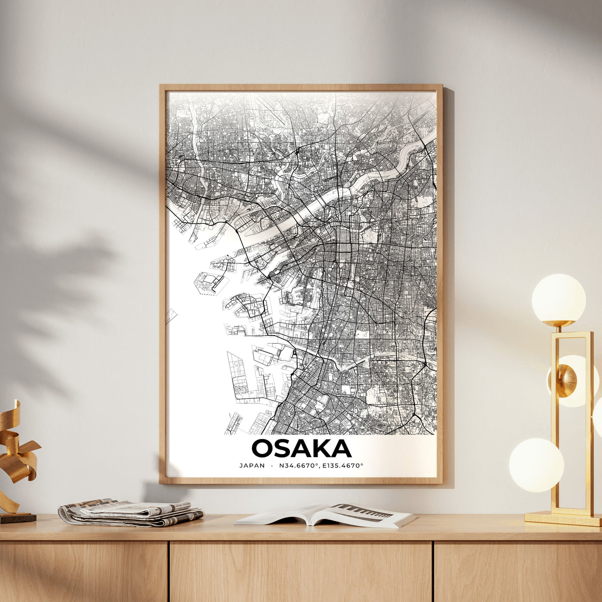 Osaka Elegant Map Poster