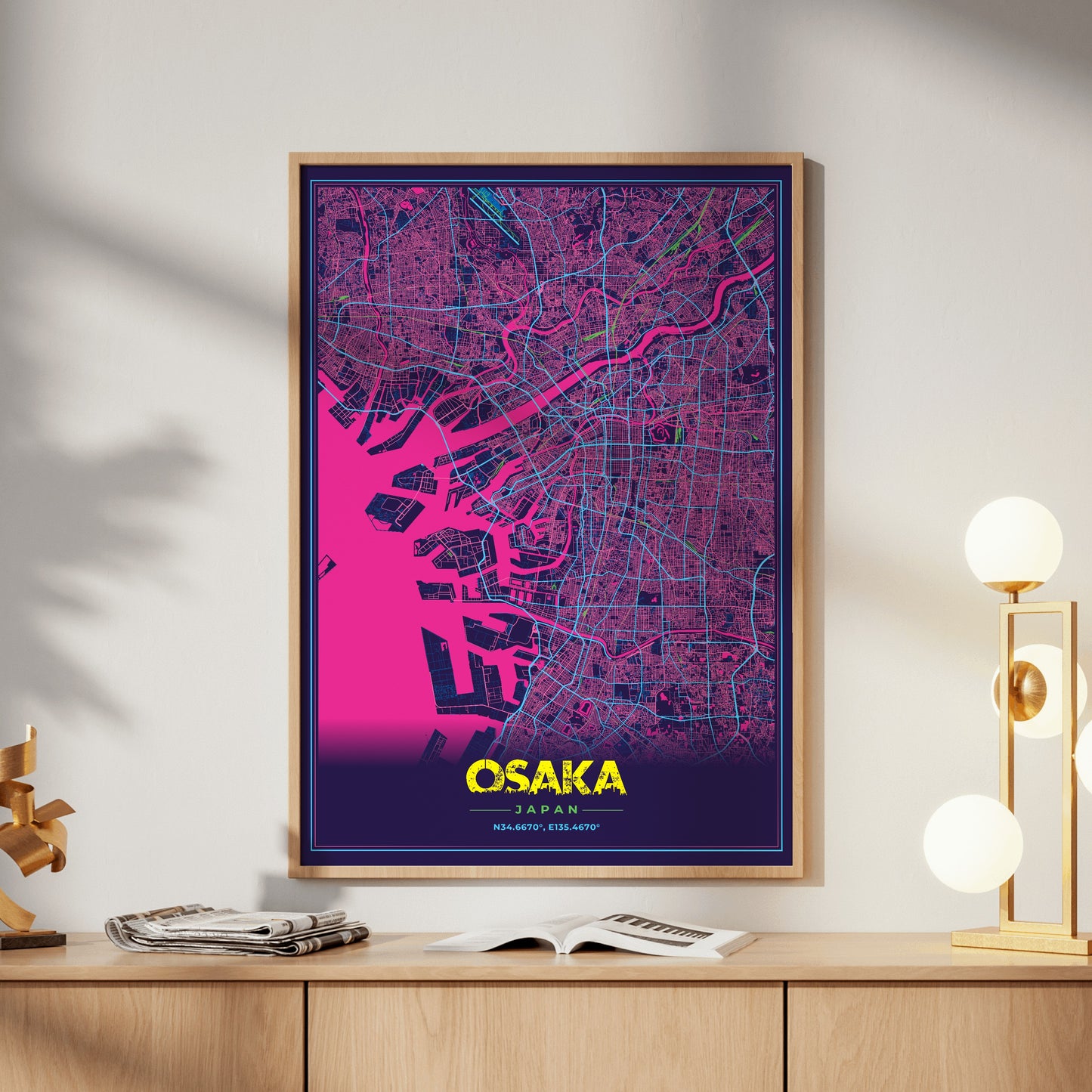 Osaka Cyberpunk Map Poster