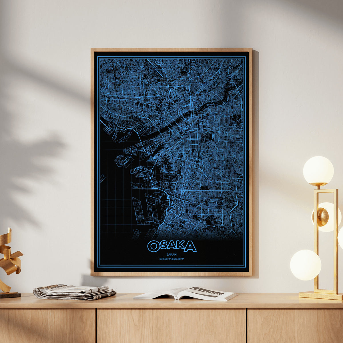 Osaka Phosphor Map Poster - IBM Blue